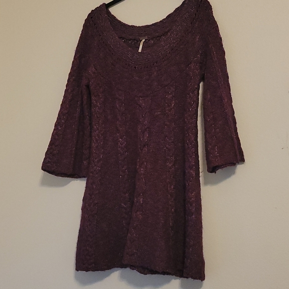 Free People Dresses & Skirts - Free People Cable Knit Wool Sweater Dress M